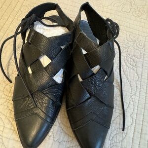 Free People Black Flats with Criss-Cross Design